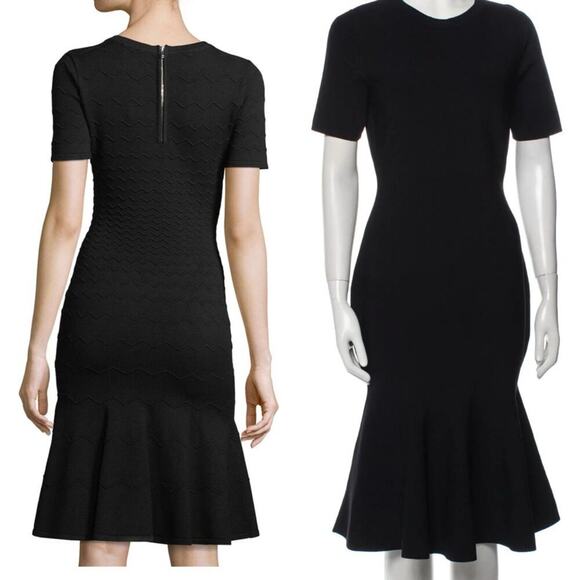 MILLY Black Knit Chevron Mermaid Midi Dress Size XS Midi MILLY Black Knit Chevron Mermaid Midi Dress Size XS Midi